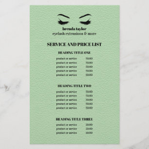 Glam LEATHER GREEN WIMPER SALON LEISTUNGSVERZEICHN Flyer