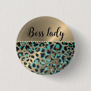 "Glam Leopard Boss Lady Button