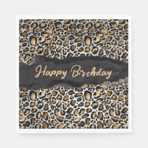 Glam Leopard Happy Birthday Serviette
