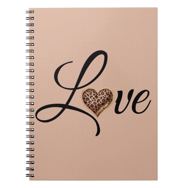 Glam Leopard Herz Liebe Design Notizblock (Vorderseite)