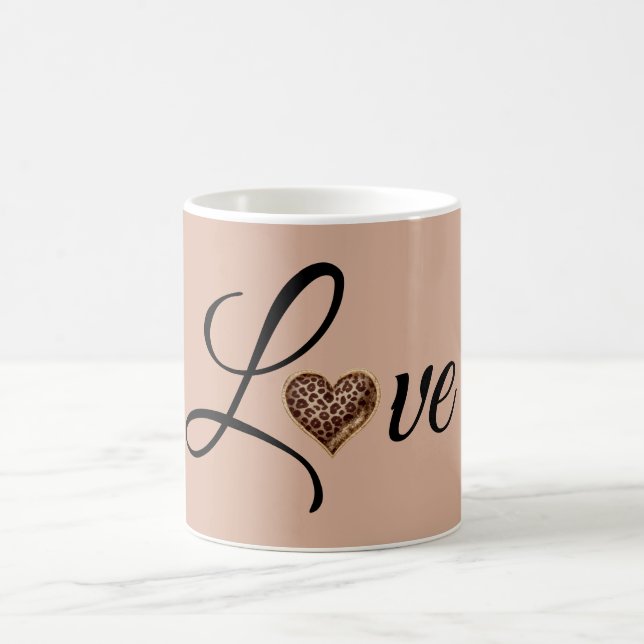 Glam Leopard Herz Liebesdesign Kaffeetasse (Mittel)
