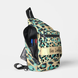 Glam Leopard Print Boss Lady Schneiden Nähtasche Crossbody Bag