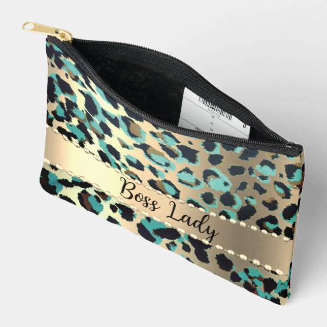 Glam Leopard Print Boss Lady Zubehörtasche (Offen)