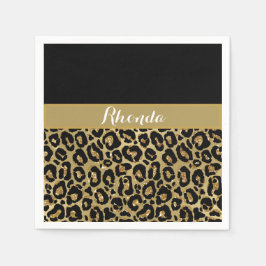 Glam Leopard Print Glitzer Elegante Geburtstag Serviette