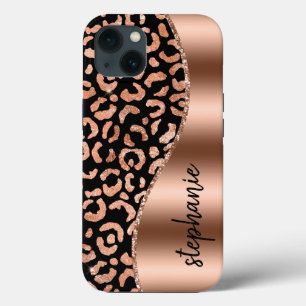 Glam Leopard Spots Rose Gold Schwarz Metallisch Na Case-Mate iPhone Hülle