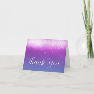 Glam Lila Aquamarin Bat Mitzvah Dankeskarte