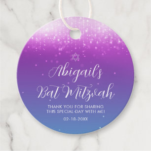 Glam Lila Aquamarin Bat Mitzvah Geschenkanhänger