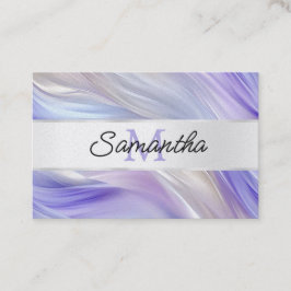 Glam Lila Blue Pearl Wirbel Monogram Visitenkarte