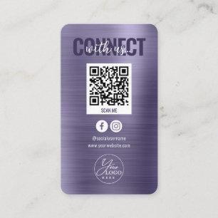 Glam Lila Connect with US Social Media QR Code Visitenkarte