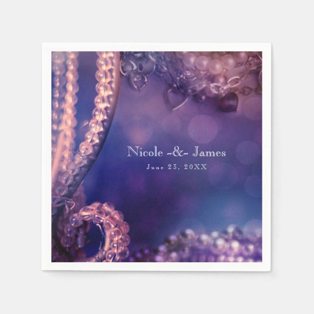 Glam Lila Glow Chic Glamour Pearls Party Serviette (Vorderseite)