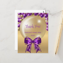 Glam Lila Gold Ballon Bow Vielen Dank Abschluss
