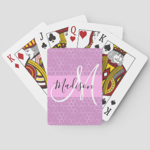 Glam Lila Metallisch Rosa Honigwaben Monogramm Nam Spielkarten