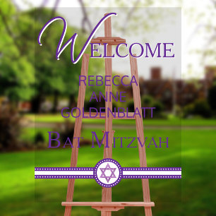 Glam Lila Modern Chic Bat Mitzvah Willkommen Acrylschild