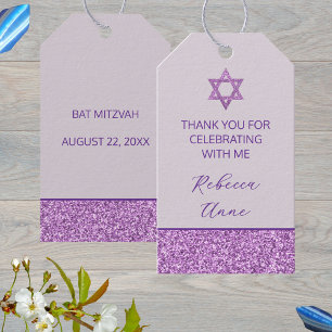 Glam Lila Niedlich Vielen Dank Bat Mitzvah Party Geschenkanhänger
