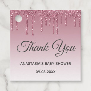 Glam Lila Pink Rose Gold Danke Baby Dusche Geschenkanhänger