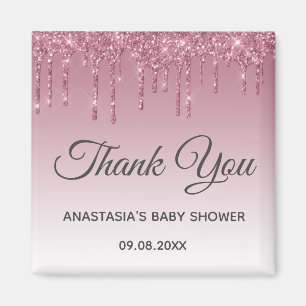Glam Lila Pink Rose Gold Danke Baby Dusche Magnet