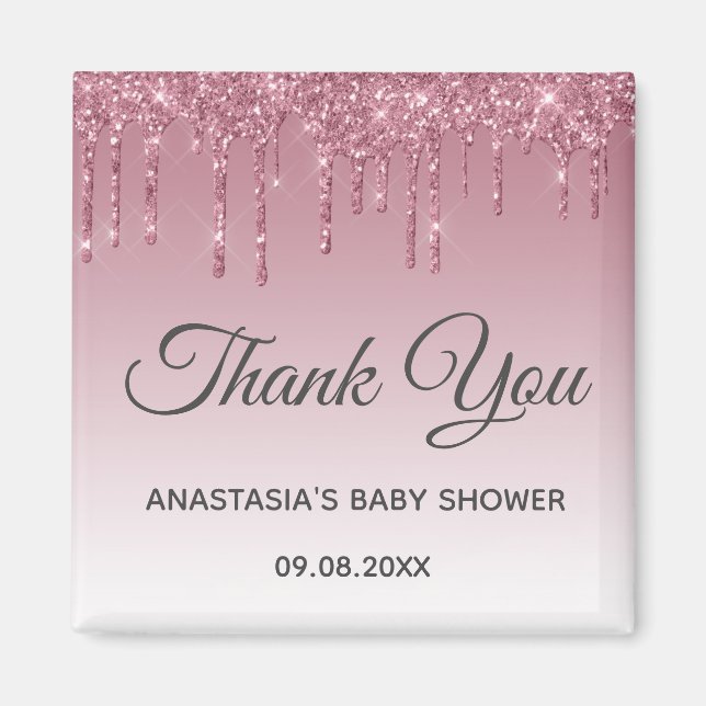 Glam Lila Pink Rose Gold Danke Baby Dusche Magnet (Vorne)