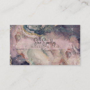 Glam Lila Pink Wasserfarbe Kosmische Sparkasse Sch Visitenkarte