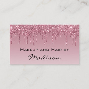 Glam Lila Rose Gold Glitzer Tropfen Makeup Artist Visitenkarte