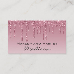 Glam Lila Rose Gold Glitzer Tropfen Makeup Künstle Visitenkarte