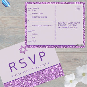 Glam Lila Simple Modern Bat Mitzvah UAWG Postkarte