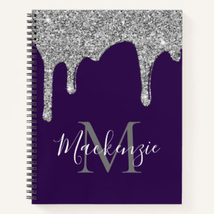 Glam Lila Sparkle Drilling Glitzer Monogram Notizbuch