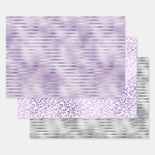 Glam Lila Streifen Geschenkpapier Set