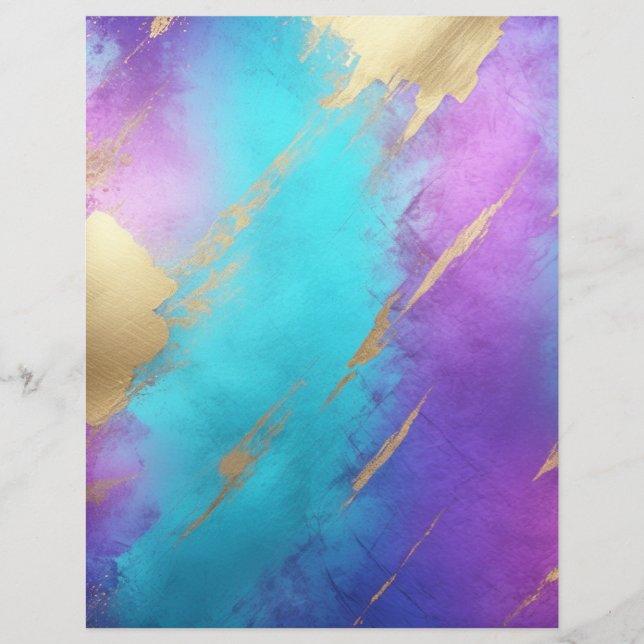 Glam Lila Türkise Gold Scrapbook Paper (Vorderseite)