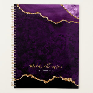 Glam Lila Velvet Agate Geode Gold Script Planer