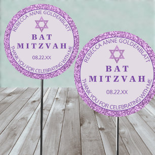Glam Lila Vielen Dank Chic Bat Mitzvah Party Runder Aufkleber