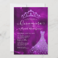 Glam Lila Violet Diamond Tiara Kleid Quinceanera