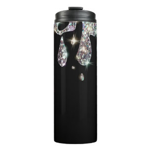 *~* Glam Luxe Girly Tropfen Rainbow GLITZERN Black Thermosbecher