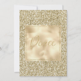 Glam Luxe Gold Glitzer Peace Karte