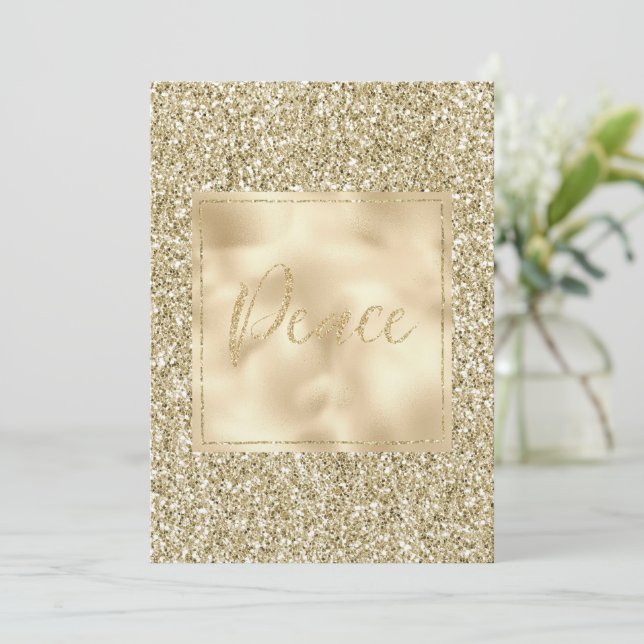 Glam Luxe Gold Glitzer Peace Karte (Stehend Vorderseite)