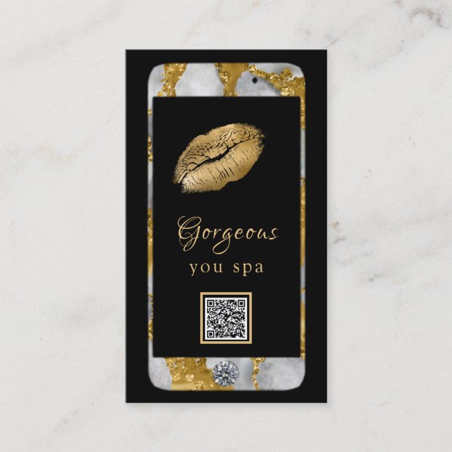 *~* Glam Luxe Handy Gold QR LOGO Foto Visitenkarte (Vorderseite)