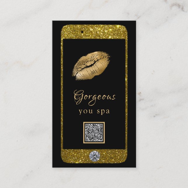 *~* Glam Luxe Handy Gold QR LOGO Glitzer Visitenkarte (Vorderseite)