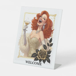 Glam Luxe Party Glamour Diva in Gold Personalize Sockelschild