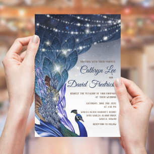 Glam & Luxe Peacock Abend Wedite Einladung