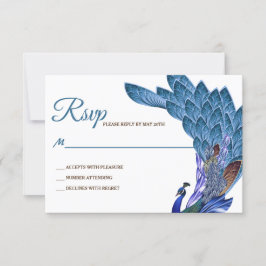 Glam & Luxe Peacock Wedding RSVP Karte