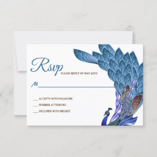 Glam & Luxe Peacock Wedding RSVP Karte