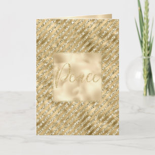 Glam Luxe Stripes Gold Glitzer Peace Karte