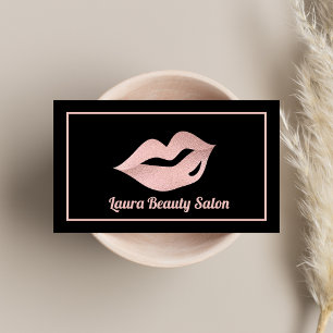 Glam Luxury Rose Gold & Black Makeup Artist Visitenkarte