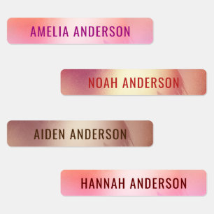 Glam Luxury Rose Gold Waterproof Name Labels Etiketten