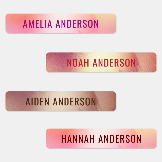 Glam Luxury Rose Gold Waterproof Name Labels Etiketten (Gruppe)