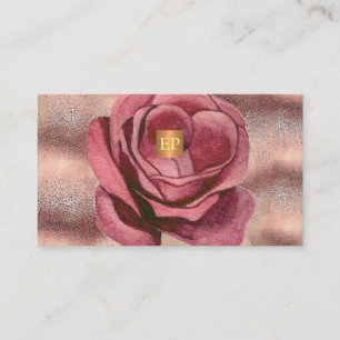 Glam Luxus staubige Rose floral feminin Monogramm Visitenkarte