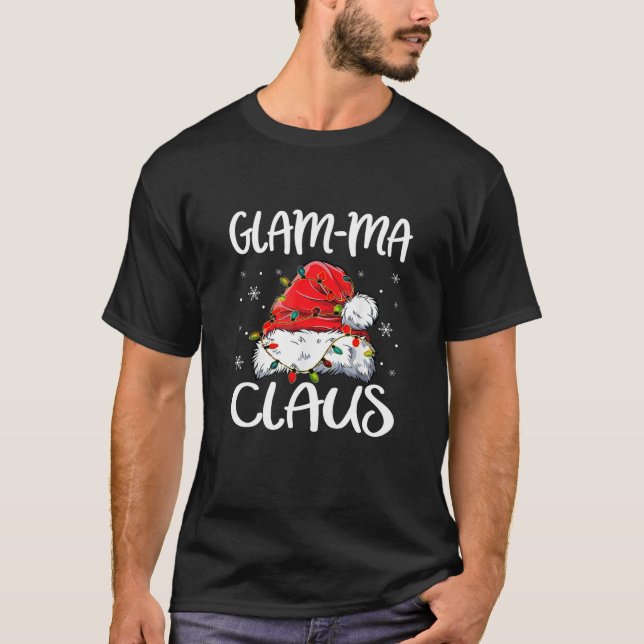 Glam Ma Claus Christmas Pajama Familie Matching Xm T-Shirt (Vorderseite)