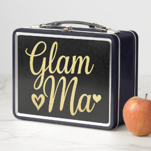 Glam Ma Herz Gold Mama Oma Muttertag Metall Brotdose