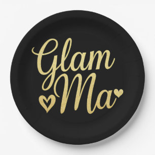 Glam Ma Herz Gold Mama Oma Muttertag Pappteller
