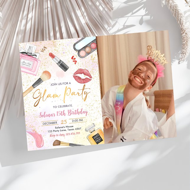 Glam Makeup Birthday Party Wellness-Center Party F Einladung (Von Creator hochgeladen)