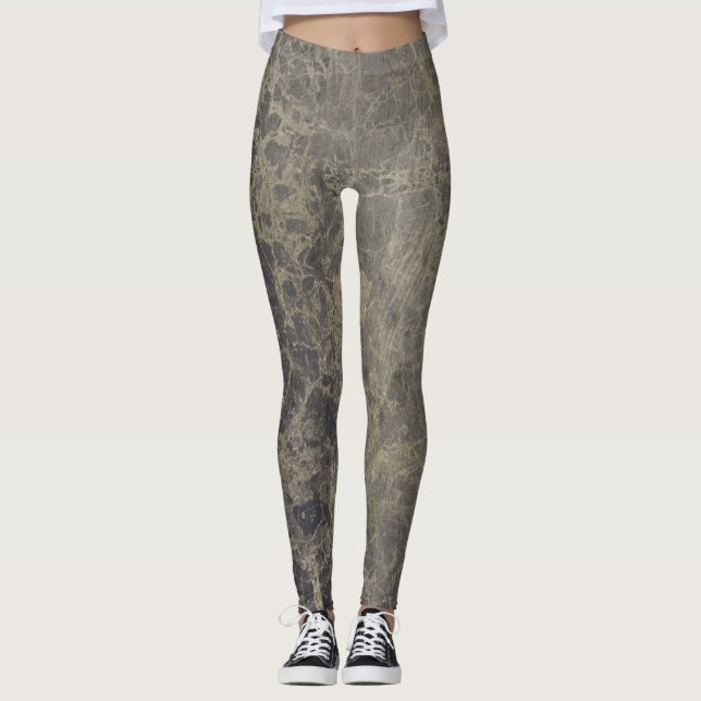 Glam Marble Granite Shimmer Eleganter Designer Sti Leggings (Vorderseite)